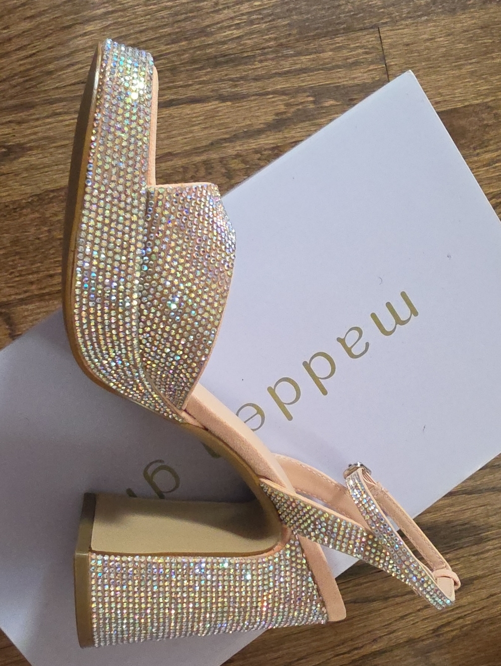 Madden Girl Pink Crystal Block Heels